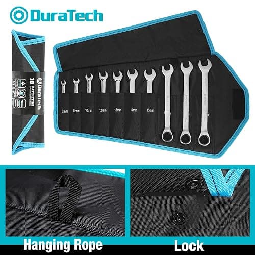 DURATECH Ratcheting Wrench Set, Combination Wrench Set, Metric, 10-piece, 6-18mm, CR-V Steel, with Pouch thumbnail 5
