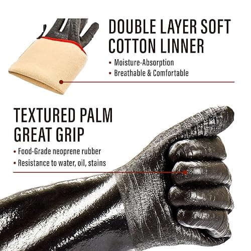 RAPICCA 932°F Heat Resistant BBQ Grill Gloves: Oil Resistant Waterproof for Smoking Grilling Cooking Barbecue Deep Frying Turkey Rotisserie Handling Hot Greasy Meat Grilling Stocking Stuffers for Men thumbnail 7