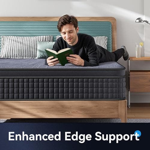 Susalt Queen Mattress, 12 Inch Hybrid Mattress in a Box, Gel Memory Foam, Medium Firm, Edge Support, Motion Isolation, Pressure Relief, Zoned Support Spring, CertiPUR-US Certified, Black & Gray thumbnail 8