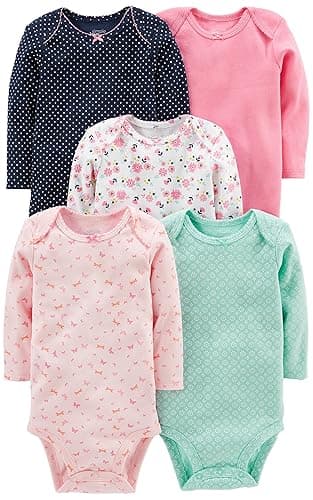 Simple Joys by Carter's Baby Girls' Long-Sleeve Bodysuit, Pack of 5 - Image 1