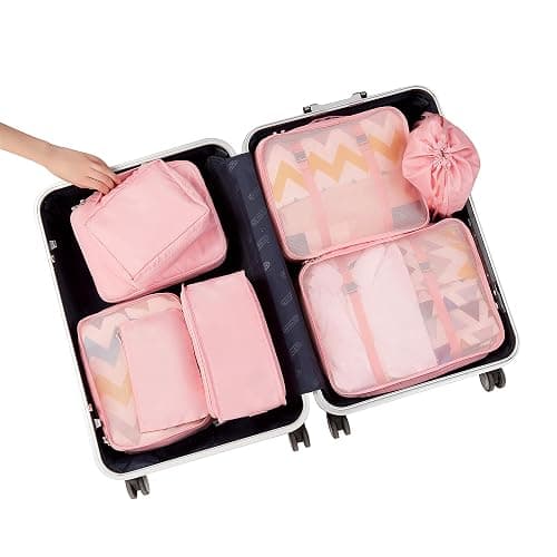 BAGAIL 8 Set Packing Cubes Luggage Packing Organizers for Travel Accessories-Blush Pink thumbnail 7