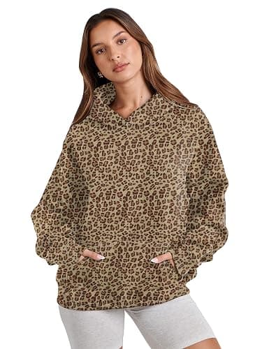 Navonta Womens Camo Hoodie Maple Leaf Print Oversized Fleece Hooded Sweatshirt Trendy Graphic Hoodie Pullover with Pocket thumbnail 3