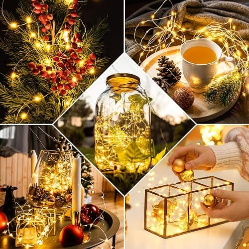 Hopexy 5M 50 LEDs Fairy Lights Battery Operated, Micro Copper Wire Bright Lighting String Light Battery Power for Gift Wrapping, Bottle, Wedding, Party for Indoor and Outdoor Decorations (Warm White) thumbnail 6