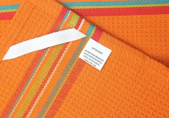 COTTON CRAFT Salsa Stripe Kitchen Towels - 8 Pack 100% Cotton Dish Cloth | 16x28 inch Multi - Absorbent Reusable Low Lint Quick Dry - Multi Purpose Cooking Drying Restaurant Bar Cleaning Cloth Napkin thumbnail 5