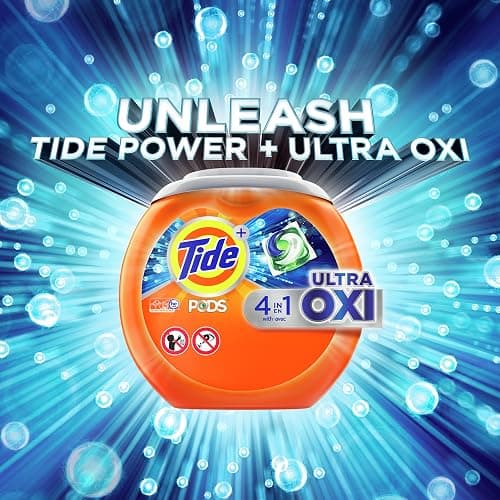 Tide 4-n-1 Ultra Oxi PODS Laundry Detergent Pacs, 57 Count, HE Compatible, Built in Pre-treater for Stains thumbnail 2