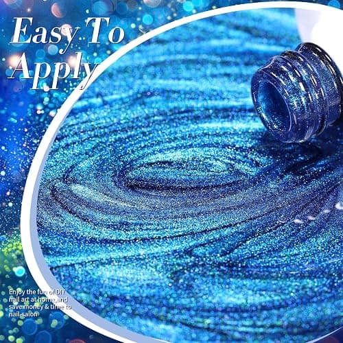 BORN PRETTY Blue Cat Magnetic Eye Gel Nail Polish Holographic Gel Polish | Glitter Cat Magnetic Gel Nail Polish Crystal Magnetic Nail Polish for Vacation Travel Festival Salon DIY at Home 15ML thumbnail 6