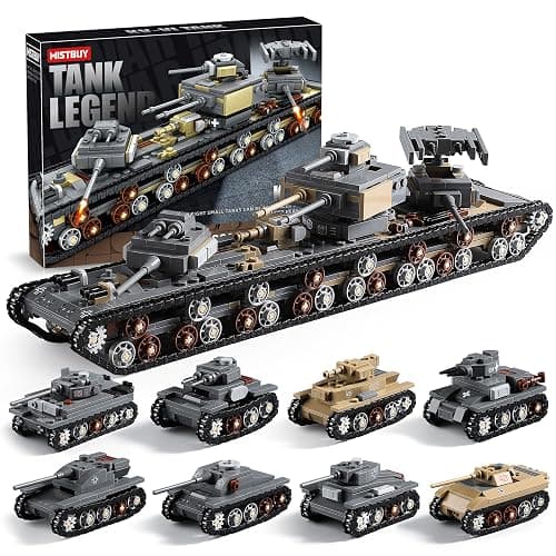 1165-Piece WW2 Army Tank Toys Building Sets Compatible with Lego, Create A Large KV-VI Military Models or 8 Set WWII Tanks, Great Gifts for Boys Kids - Image 1