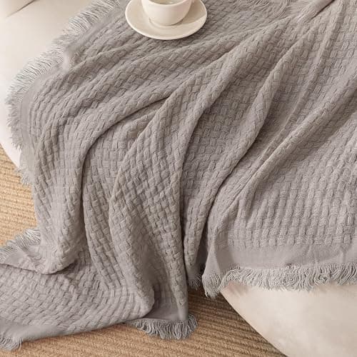 Exclusivo Mezcla Knit Throw Blanket with Fringes for Couch, Reversible Super Soft and Warm Woven Boho Throw for All Season, Home Decor, 50"x60", Taupe thumbnail 6