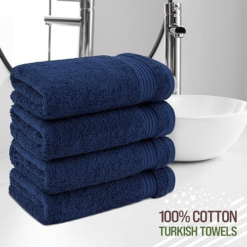 American Veteran Towel, Hand Towels for Bathroom Set of 4, 100% Cotton Turkish Hand Towel Sets Clearance Prime, Soft Hand Face Towels, Navy Blue Hand Towels thumbnail 2