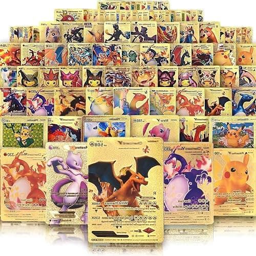 55 PCS Gold Cards Packs Rare Golden Cards Deck Box Gold Foil Card for Fans/Kids/Collectors Gifts (No Duplicates) - Image 1