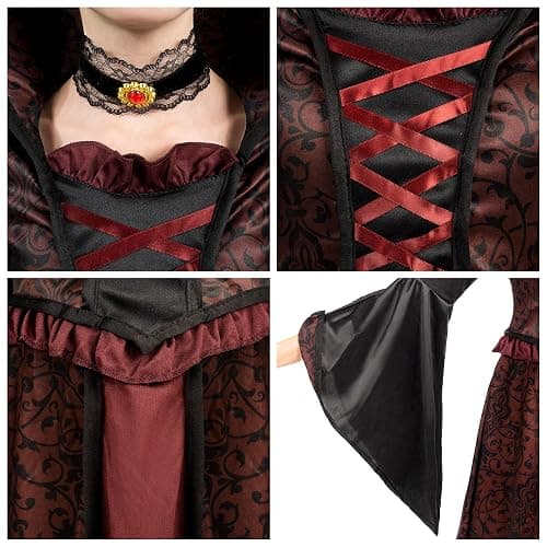 Spooktacular Creations Halloween Royal Vampire Costume Set for Girls Halloween Dress Up Party, Cosplay, Vampire-Themed Party thumbnail 3