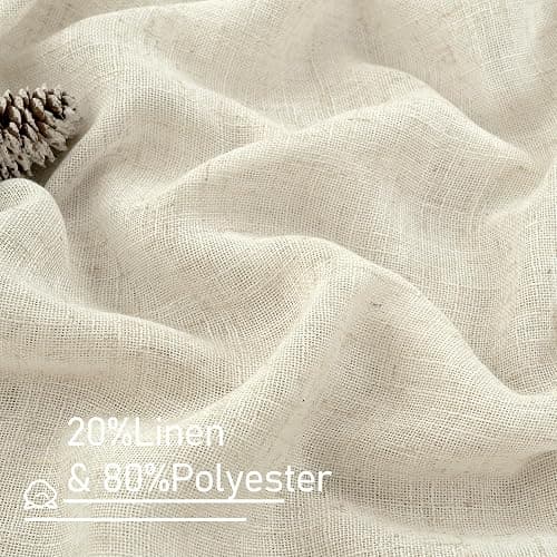 LAMIT Natural Ivory Linen Sheer Curtains 72 inches Long for Living Room | Soft Light Filtering Bedroom Curtains, Neutral Boho, Window, Drapes for Farmhouse, Bronze Grommet, 2 Panels Set, 52 x 72 Inch thumbnail 4