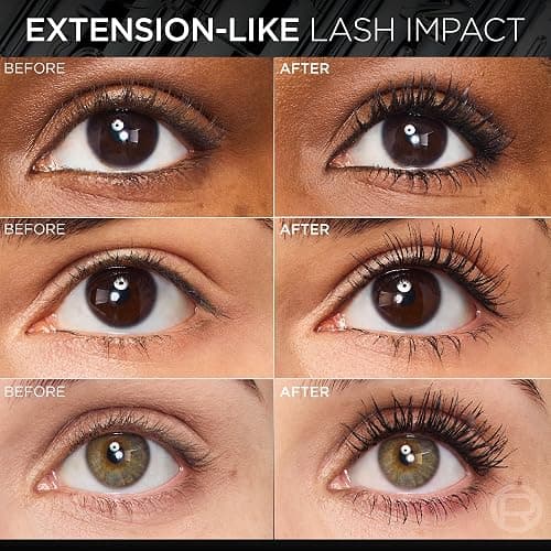 L'Oreal Paris Extensionist Mascara, Lengthening, Volumizing, and Curling Formula For a Lash Extension Eye Makeup Look, Washable Blackest Black thumbnail 2