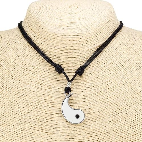 BlueRica Yin and Yang (Couple) Set on Adjustable Cord Necklaces thumbnail 2
