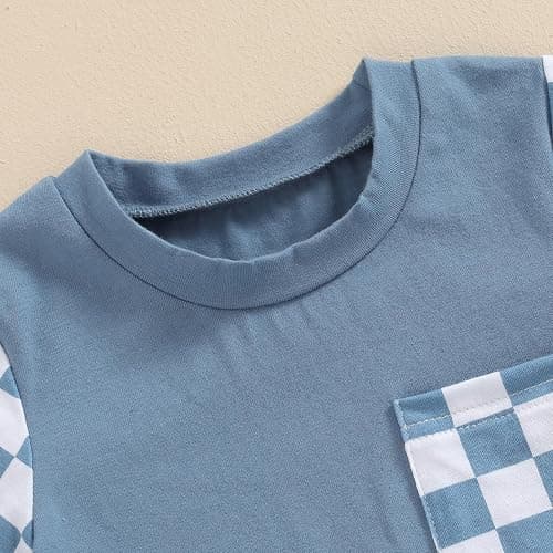 Karuedoo Newborn Baby Boy Girl Clothes Checkered Plaid Romper Jumpsuit Short Sleeve One-Piece Bodysuit Infant Summer Outfit thumbnail 5