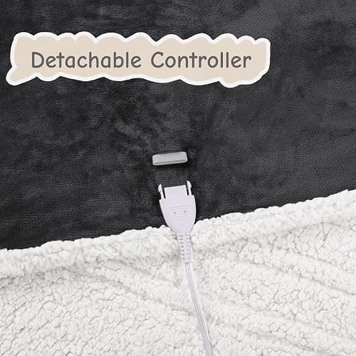 Electric Heated Blanket Full Size 72"x84", Soft Flannel with Overheat Protection, 6 Adjustable Heat Settings & 10-Hour Auto-Off Timer, Fast Heating for Winter Comfort, Dark Gray thumbnail 6