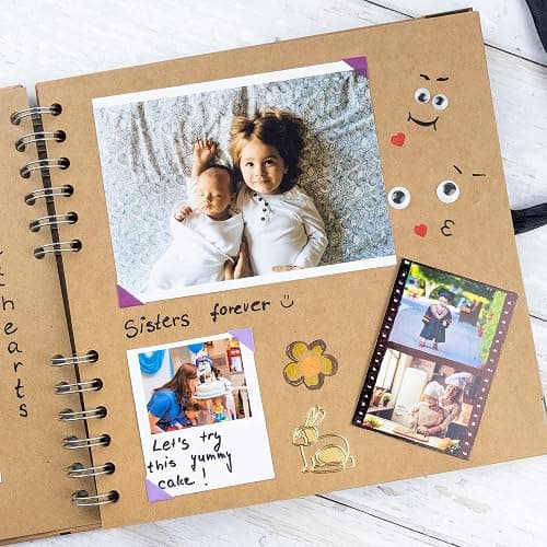 Bstorify Scrapbook Photo Albums 60 Pages (21 x 21 cm) Brown Thick Kraft Paper Scrap Book Ideal for Your Scrapbooking Albums Art & Craft Projects thumbnail 7