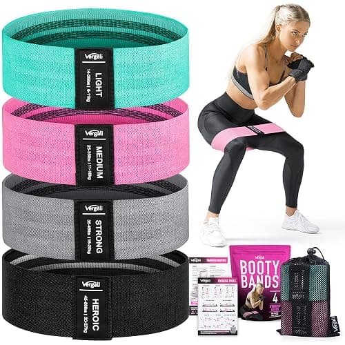 Resistance Bands for Working Out with Workout Bands Guide. 4 Booty Bands for Women Men Fabric Elastic Bands for Exercise Bands Resistance Bands for Legs Bands for Working Out Hip Thigh Glute Bands Set - Image 1