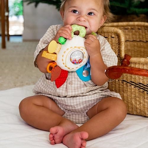 HABA Teether Cuddly Rainbow Round - Soft Activity Toy with Rattling & Teething Elements,Multicolored thumbnail 4