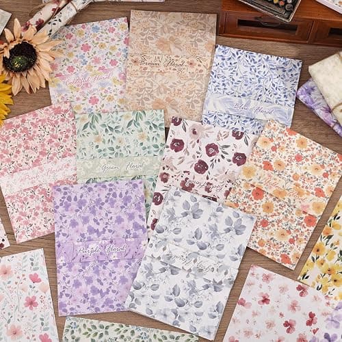 180 Sheets Vintage Floral Scrapbook Paper - 9 Themes Aesthetic Small Flowers Pattern, Decorative Craft DIY Paper Kit for Bullet Journal, Junk Journal Supplies, Collage, Cardmaking 5.5x8 Inch thumbnail 5