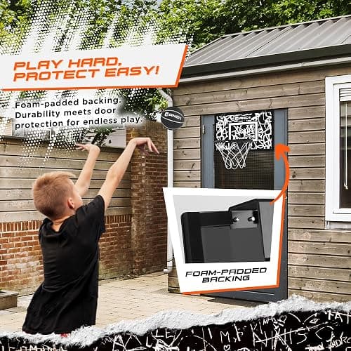 AND1 Over the Door Mini Basketball Hoop: 18x12 Shatterproof Backboard, 2 Mini Basketballs, and Hand Pump Included- Ultimate Indoor Basketball Accessory for Kids and Adults, No Tools Required thumbnail 4