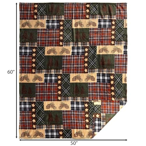 CARSTENS, INC. Travel Blanket, Premium Compact 2-in-1 Airplane Blanket/Pillow, Tree Plaid Rustic thumbnail 2