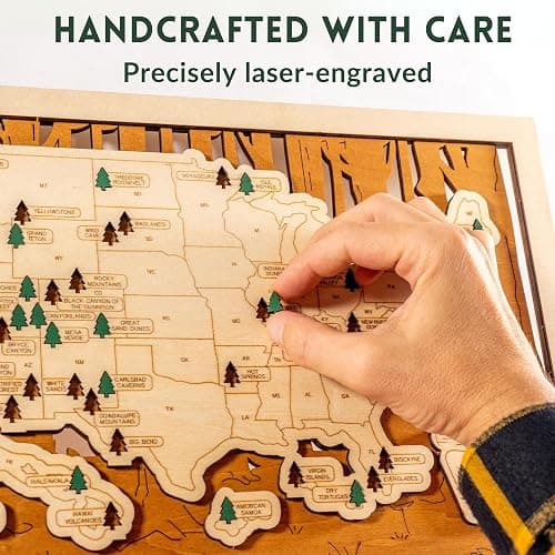 National Parks Map – USA Travel Tracker with Checklist, Pins & Stickers – Adventure Gift for Park Lovers, Couples & Families, Bucket List Wall Art Decor thumbnail 3