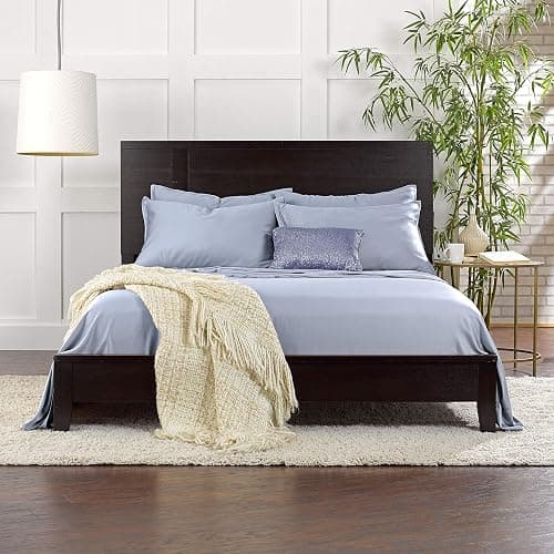 Pure Bamboo Queen Sheets, Genuine 100% Organic Viscose Derived from Bamboo Bed Sheet Set, Luxuriously Soft & Cooling, Double Stitching, 2 Year Quality Promise (Queen, Sterling Blue) thumbnail 7
