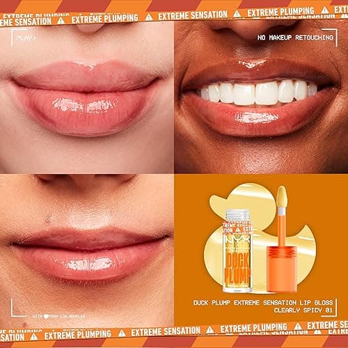 NYX PROFESSIONAL MAKEUP Duck Plump High Pigment Lip Gloss, Lip Plumper Gloss with Spicy Ginger - Clearly Spicy - 01 Clearly Spicy - 0.23 Fl Oz (Pack of 1) thumbnail 3