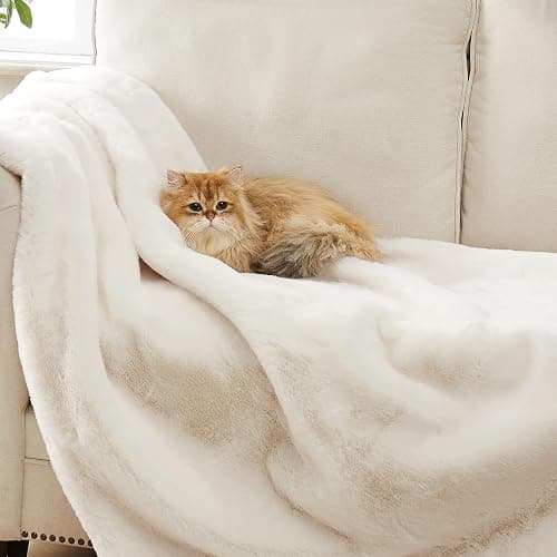 UGG Euphoria Plush Faux Fur Throw Blanket Medium Weight Reversible Luxury Soft Throw for Couch Bed or Chair Hypoallergenic Machine Washable Home Decor Fluffy Blanket, 50-inch x 70-inch, White Snow - White - Throw thumbnail 7