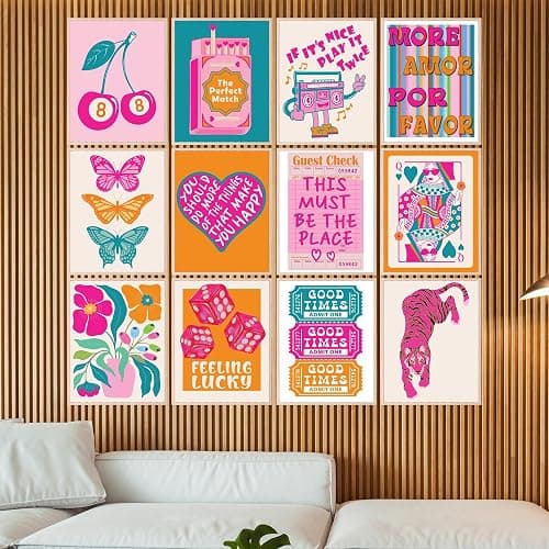 BigWig Prints Preppy Posters - Preppy Wall Decor, Pink And Orange Room Decor, Dopamine Quirky Wall Art, Y2K Posters, Cute Dorm Pictures, Vibrant Retro Pop Art Prints - Unframed Set Of 12 (8x10) thumbnail 4