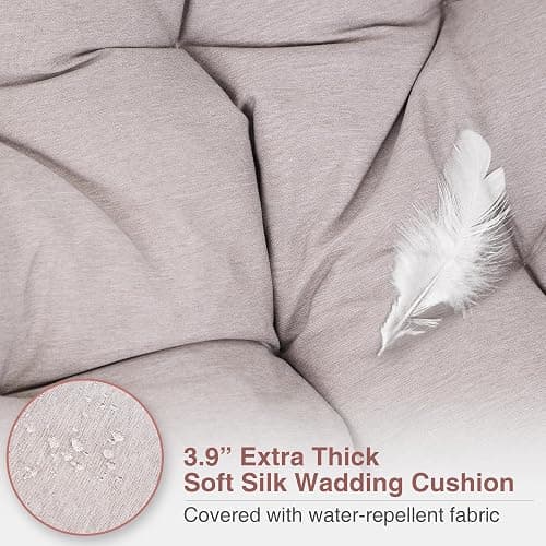 PHI VILLA Outdoor Papasan Chairs Set of 2, Oversized Scoop Wicker Chairs with Cushions & Steel Frame, Double Comfy Conversation Reading Furniture for Apartment Patio, Porch, Deck, Balcony thumbnail 5