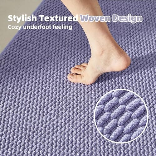 TYUU Toilet Rug, Thin Toilet Rugs U Shaped Washable Non Slip Absorbent Quick Dry Low Pile Toilet Mat, Lavender 20"x24" U Shape thumbnail 3