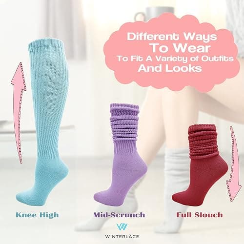 Winterlace 3 Pairs Slouch Socks for Women, Soft Extra Long Scrunch Knee High Sock, Bulk Pack thumbnail 5