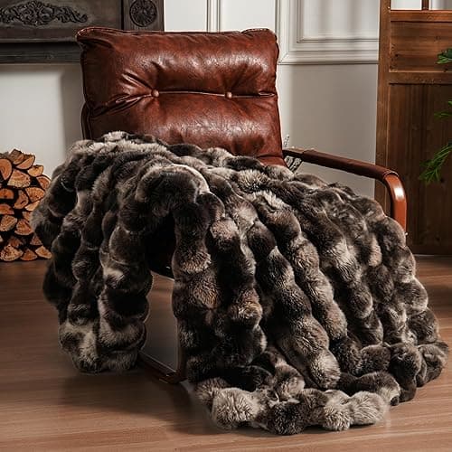 BENVWE Fluffy Faux Fur Throw Blanket for Couch, Soft Plush Thick Cozy Fuzzy Luxury Minky Bubble Blanket for Home Living Room Decor Gift for Women, Tie-dye Coffee, 50" x 60", 1100GSM - Image 1
