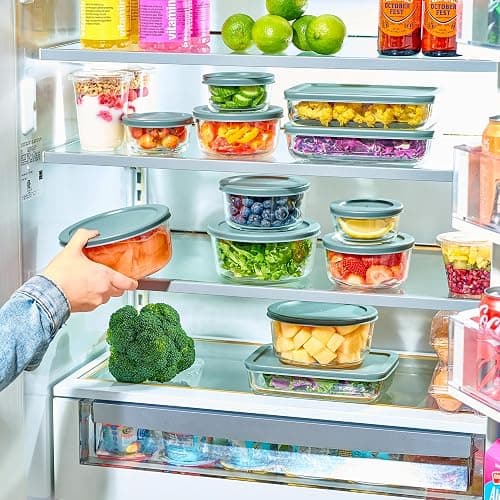 24pc Set Glass Food Storage Containers & Bowls with Airtight Lids - Leakproof BPA-Free Meal Prep Airtight Stackable Lunch Boxes, Kitchen Pantry & Storage Organizers - Microwave Freezer Dishwasher Safe thumbnail 3
