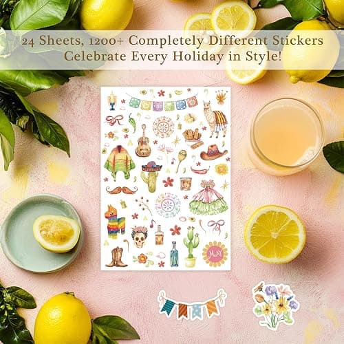 Slapaflife Planner Stickers (24 Page, 1000+ Stickers, Multicolor, Paper, Vintage Style, Holiday & Seasonal Themed, Planner & Scrapbook Accessories) thumbnail 3