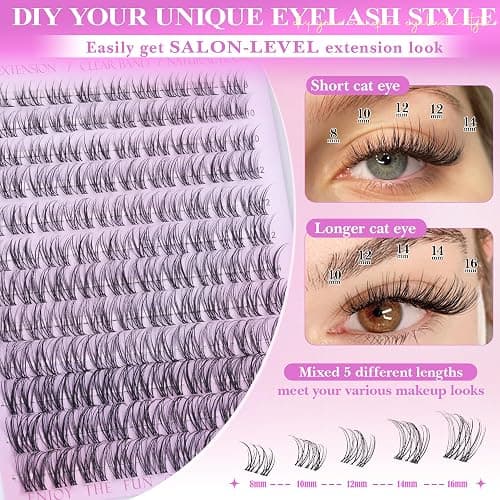 Natural Lash Clusters Venus Wispy Cluster Eyelash Extensions Invisible Thin Band Eyelash Cluster 8-16mm DIY Lash Extensions with Clear Band Individual Lashes Clusters Natural Look by WTVANE thumbnail 4