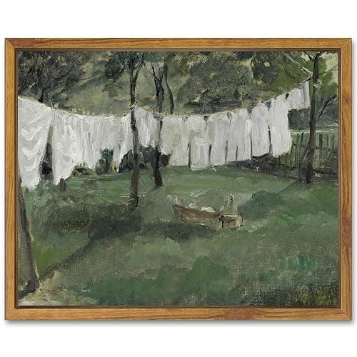 SHENIFY 8x10in Laundry Room Vintage Framed Canvas Wall Art Decor - Natural Framed - Image 1