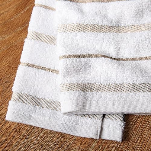 KitchenAid Albany Kitchen Towel 4-Pack Set, Milkshake Tan/White, 16"x26" thumbnail 4