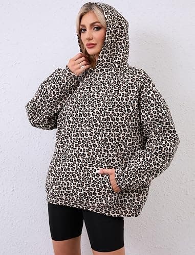 Eutten Womens Camo Hoodies Maple Leaf Print Oversized Hooded Sweatshirt Fleece Pullover Sweatshirts Long Sleeve with Pocket thumbnail 5