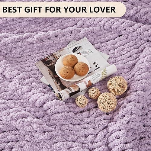 L'AGRATY Chunky Knit Blanket Throw - Soft Chenille Yarn Throw Blanket 50x60: Handmade Thick Cable Knit Crochet Blanket - Large Knit Blanket Chunky Rope Knot Throw Blanket for Couch Sofa Bed Home Decor thumbnail 6