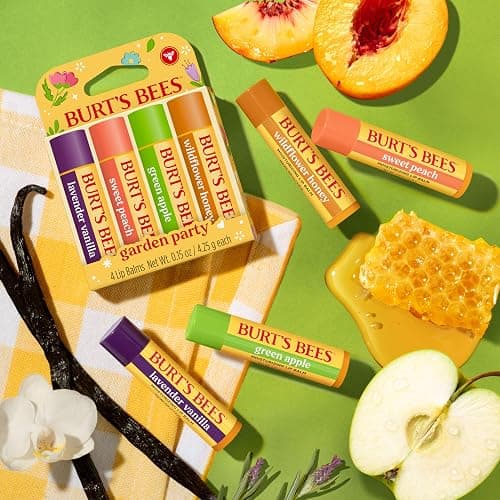 Burt's Bees Christmas Gifts - Garden Party Lip Balm Set for Stocking Stuffers, With Responsibly Sourced Beeswax, Natural Origin Lip Treatment, 4 Tubes, 0.15 oz. thumbnail 8