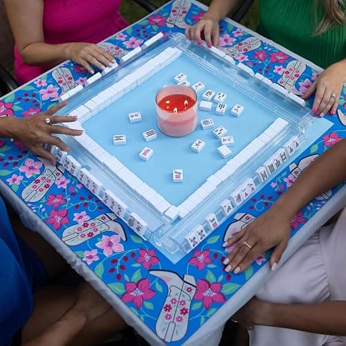Hutch & Nook Mahjong Mat | 33" Non-Slip Card Table Cover | Decorative Game Mat for Mahjong Set, Dominoes, Poker & More (Blue Cowboy Boot) thumbnail 5
