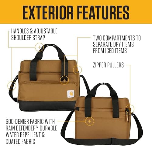 Carhartt Insulated Two Compartment Cooler, Durable Water Repellent Material W/Front Zippered Pocket for Camping, Beach & Travel thumbnail 3
