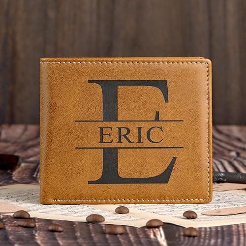 IUZOE Personalized Leather Wallet for Men, Custom Wallet Engraved Name Initial Monogram Text HandWriting thumbnail 6
