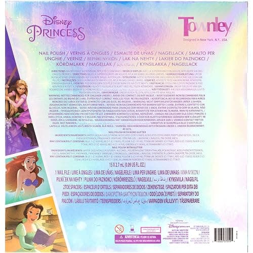 Disney Princess 15 Piece Water Based Nail Polish with 3 Toe Spacers| Quick Dry Peel Off Gift Kit Set for Kids Girls Ages 3+ By Townley Girl thumbnail 9