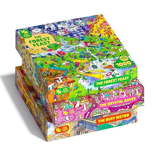 Magic Puzzles 3-Pack • Series Two • The Busy Bistro, The Crystal Caves, & The Forest Feast • 1000 Piece Jigsaw Puzzles from The Magic Puzzle Company - Image 1