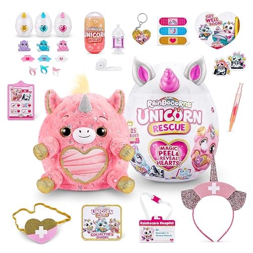 Rainbocorns Unicorn Rescue Surprise (Pink) by ZURU, Easter Basket Stuffers, Collectible Plush Stuffed Animal, Egg Toys, Sticker Pack, Magical Slime, Headband, Ages 3+ (DJ The Unicorn Plush) thumbnail 3