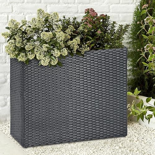 SUNNYPARK Tall Rectangular Planter with Removable Liner, All-Weather PE Rattan Large Modern Planters Indoor Outdoor Flower Plant Pots Garden Box Patio Yard Front Porch Deck thumbnail 5